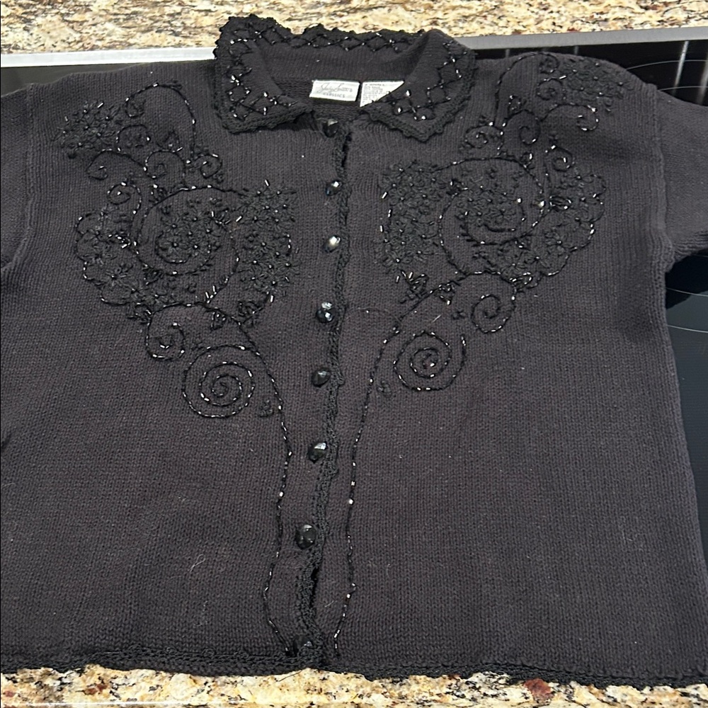 Jaclyn Smith Black Embellished Cardigan